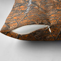 Personalized Deer Hunter Pillow Cover Antler Outline and Autumn Camouflage Hunting