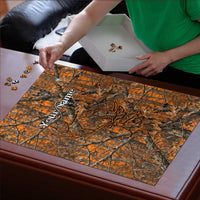 Personalized Deer Hunter Puzzle Antler Outline and Autumn Camouflage Hunting