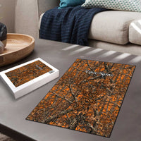 Personalized Deer Hunter Puzzle Antler Outline and Autumn Camouflage Hunting