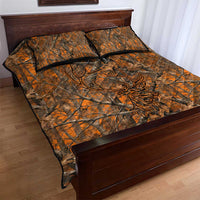 Personalized Deer Hunter Quilt Bed Set Antler Outline and Autumn Camouflage Hunting