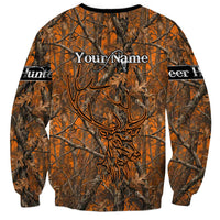 Personalized Deer Hunter Sweatshirt Antler Outline and Autumn Camouflage Hunting