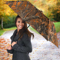 Personalized Deer Hunter Umbrella Antler Outline and Autumn Camouflage Hunting