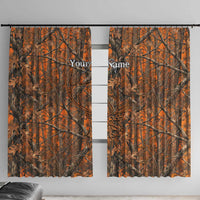 Personalized Deer Hunter Window Curtain Antler Outline and Autumn Camouflage Hunting