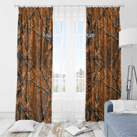 Personalized Deer Hunter Window Curtain Antler Outline and Autumn Camouflage Hunting