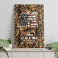 Personalized Buck Deer Hunting Canvas Wall Art American Flag Sunset Forest in Camouflage