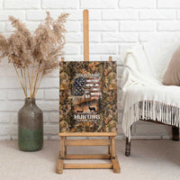 Personalized Buck Deer Hunting Canvas Wall Art American Flag Sunset Forest in Camouflage
