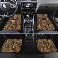 Personalized Buck Deer Hunting Car Mats American Flag Sunset Forest in Camouflage