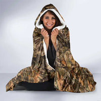 Personalized Buck Deer Hunting Hooded Blanket American Flag Sunset Forest in Camouflage