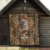 Personalized Buck Deer Hunting Quilt American Flag Sunset Forest in Camouflage
