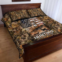Personalized Buck Deer Hunting Quilt Bed Set American Flag Sunset Forest in Camouflage