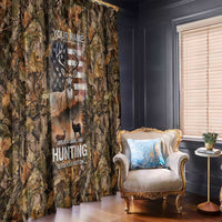 Personalized Buck Deer Hunting Window Curtain American Flag Sunset Forest in Camouflage