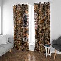 Personalized Buck Deer Hunting Window Curtain American Flag Sunset Forest in Camouflage