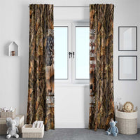 Personalized Buck Deer Hunting Window Curtain American Flag Sunset Forest in Camouflage
