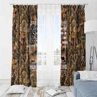 Personalized Buck Deer Hunting Window Curtain American Flag Sunset Forest in Camouflage
