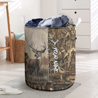 Personalized Born to Hunt Laundry Basket Deer Hunting Lacing Detail and Camo Traditional