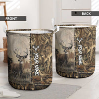 Personalized Born to Hunt Laundry Basket Deer Hunting Lacing Detail and Camo Traditional