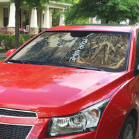 Personalized Born to Hunt Auto Sun Shade Deer Hunting Lacing Detail and Camo Traditional