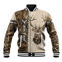 Personalized Born to Hunt Baseball Jacket Deer Hunting Lacing Detail and Camo Traditional