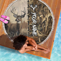 Personalized Born to Hunt Beach Blanket Deer Hunting Lacing Detail and Camo Traditional