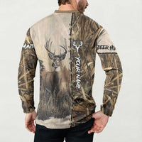Personalized Born to Hunt Button Sweatshirt Deer Hunting Lacing Detail and Camo Traditional
