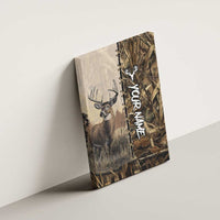 Personalized Born to Hunt Canvas Wall Art Deer Hunting Lacing Detail and Camo Traditional