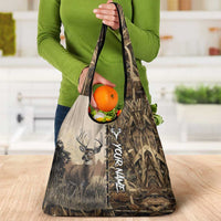 Personalized Born to Hunt Grocery Bag Deer Hunting Lacing Detail and Camo Traditional