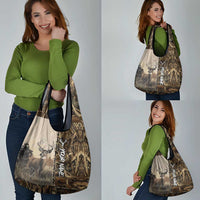 Personalized Born to Hunt Grocery Bag Deer Hunting Lacing Detail and Camo Traditional