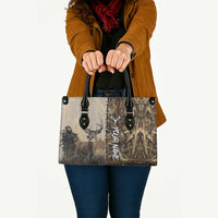 Personalized Born to Hunt Leather Bag Deer Hunting Lacing Detail and Camo Traditional