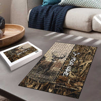 Personalized Born to Hunt Puzzle Deer Hunting Lacing Detail and Camo Traditional