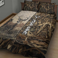 Personalized Born to Hunt Quilt Bed Set Deer Hunting Lacing Detail and Camo Traditional
