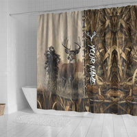 Personalized Born to Hunt Shower Curtain Deer Hunting Lacing Detail and Camo Traditional