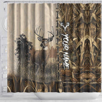 Personalized Born to Hunt Shower Curtain Deer Hunting Lacing Detail and Camo Traditional