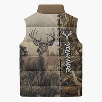 Personalized Born to Hunt Sleeveless Puffer Jacket Deer Hunting Lacing Detail and Camo Traditional