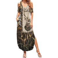 Personalized Born to Hunt Summer Maxi Dress Deer Hunting Lacing Detail and Camo Traditional