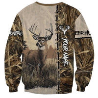 Personalized Born to Hunt Sweatshirt Deer Hunting Lacing Detail and Camo Traditional