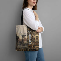 Personalized Born to Hunt Tote Bag Deer Hunting Lacing Detail and Camo Traditional