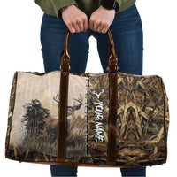 Personalized Born to Hunt Travel Bag Deer Hunting Lacing Detail and Camo Traditional