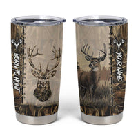 Personalized Born to Hunt Tumbler Cup Deer Hunting Lacing Detail and Camo Traditional