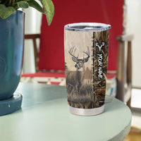 Personalized Born to Hunt Tumbler Cup Deer Hunting Lacing Detail and Camo Traditional