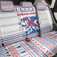 Slovenian Winter Back Car Seat Cover Ljubljana Dragon with Nordic Snowflakes and Alpine Vibes