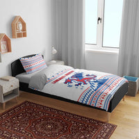 Slovenian Winter Bedding Set Ljubljana Dragon with Nordic Snowflakes and Alpine Vibes