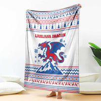 Slovenian Winter Blanket Ljubljana Dragon with Nordic Snowflakes and Alpine Vibes