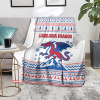 Slovenian Winter Blanket Ljubljana Dragon with Nordic Snowflakes and Alpine Vibes