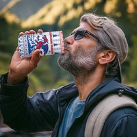 Slovenian Winter 4 in 1 Can Cooler Tumbler Ljubljana Dragon with Nordic Snowflakes and Alpine Vibes