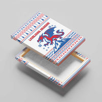 Slovenian Winter Canvas Wall Art Ljubljana Dragon with Nordic Snowflakes and Alpine Vibes