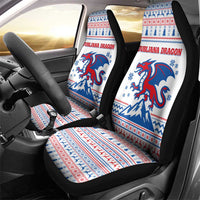 Slovenian Winter Car Seat Cover Ljubljana Dragon with Nordic Snowflakes and Alpine Vibes