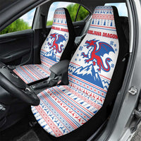Slovenian Winter Car Seat Cover Ljubljana Dragon with Nordic Snowflakes and Alpine Vibes