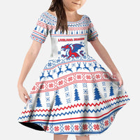 Slovenian Winter Family Matching Long Sleeve Bodycon Dress and Hawaiian Shirt Ljubljana Dragon with Nordic Snowflakes and Alpine Vibes