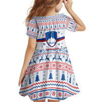 Slovenian Winter Family Matching Long Sleeve Bodycon Dress and Hawaiian Shirt Ljubljana Dragon with Nordic Snowflakes and Alpine Vibes