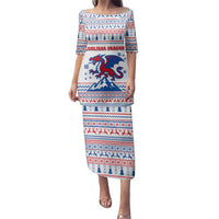 Slovenian Winter Family Matching Puletasi and Hawaiian Shirt Ljubljana Dragon with Nordic Snowflakes and Alpine Vibes